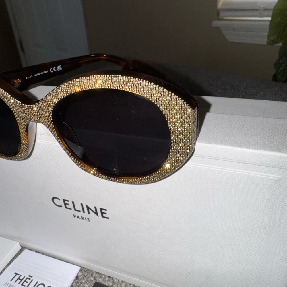 NEW Celine CL4240IS Brown Crystal Embellished Sunglasses $1050 - Picture 8 of 13